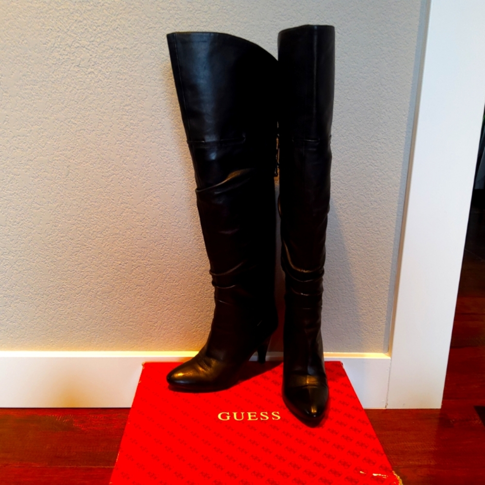 Guess over knee black boots women's size 6.5